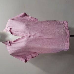 0039 Italy Popover Top Short Sleeve Women's XS Pink Coastal Minimalist Classic